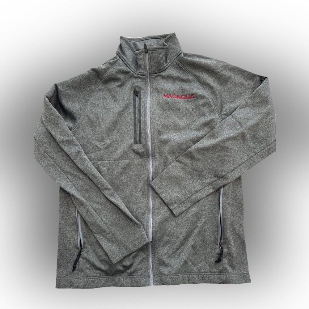 🔴 The North Face Men's Gray Full Zip Fleece Jacket Embroidered Logo Size L
